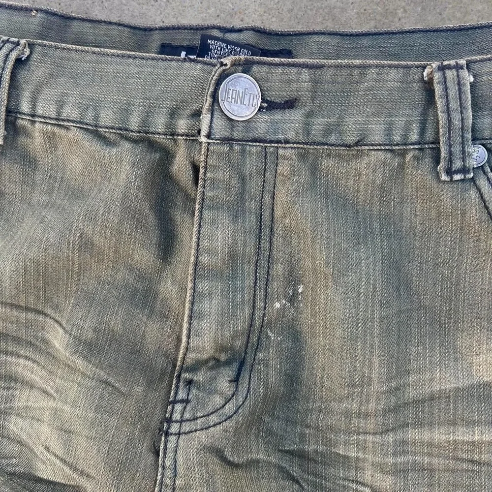 Vtg Style 2000s Jeanetix Y2K Faded Acid Wash Green Mens Baggy Jeans 38x26